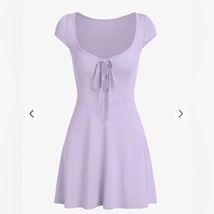 Zaful Tie front cap sleeve oval cut out purple dress